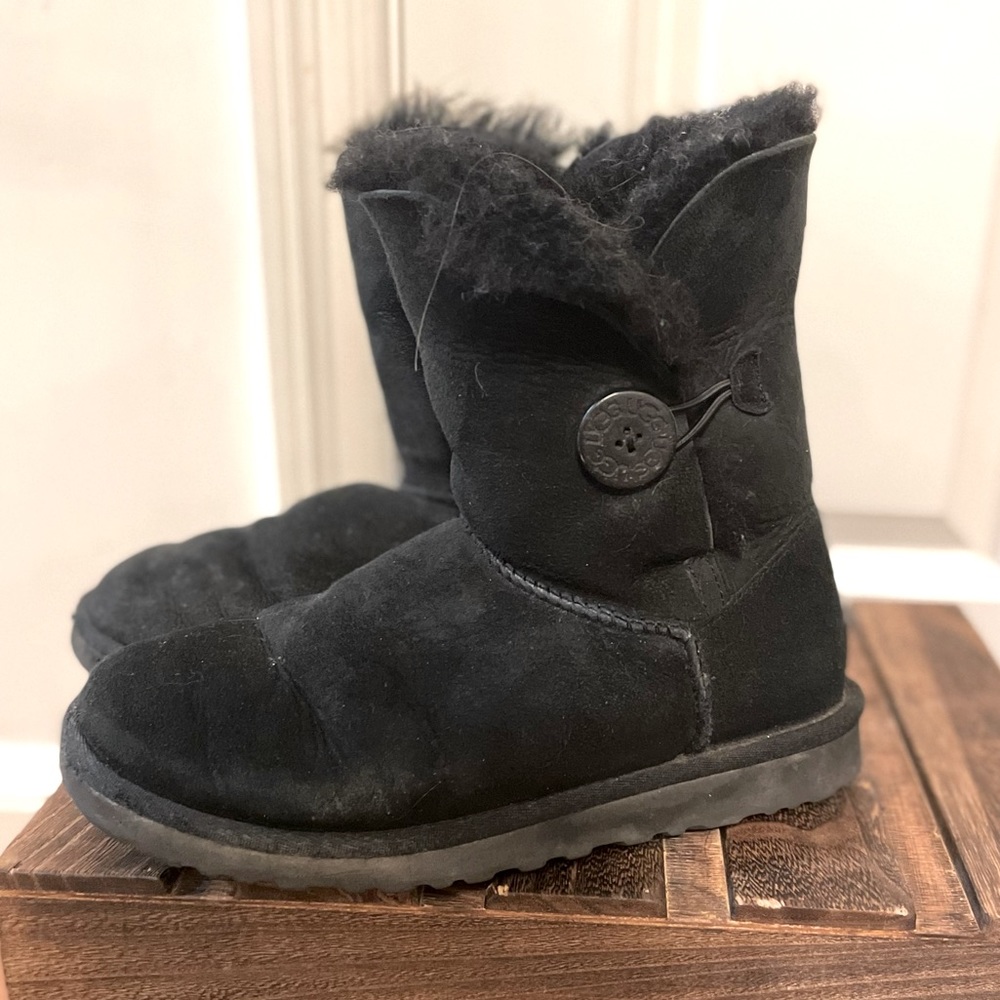 Black Uggs - shorter style with 1 button size 7